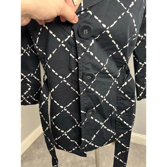 EUC Halogen Black White Belted Blazer Geometric Pattern Sz Medium Petite MP - Picture 6 of 11